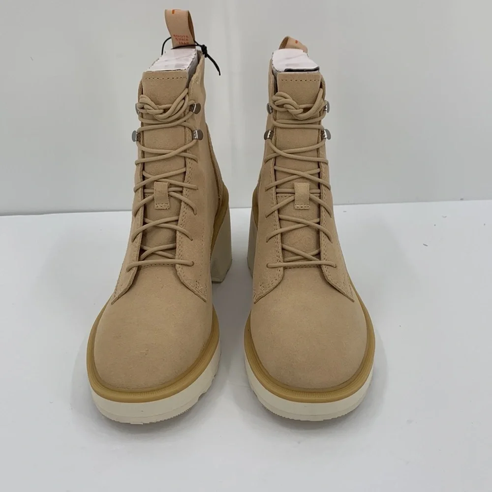 Sorel Hi-line lug boots suede leather waterproof chunky platform shoe tan new 10